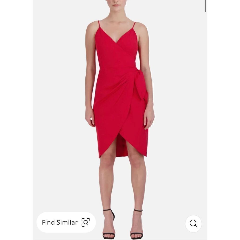 BCBGeneration Red Womens Sleeveless Mini Wrap Dress Size 14